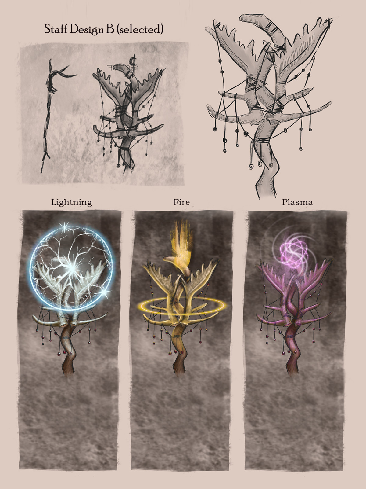 Redesigned the third (B) of the three chosen staffs.