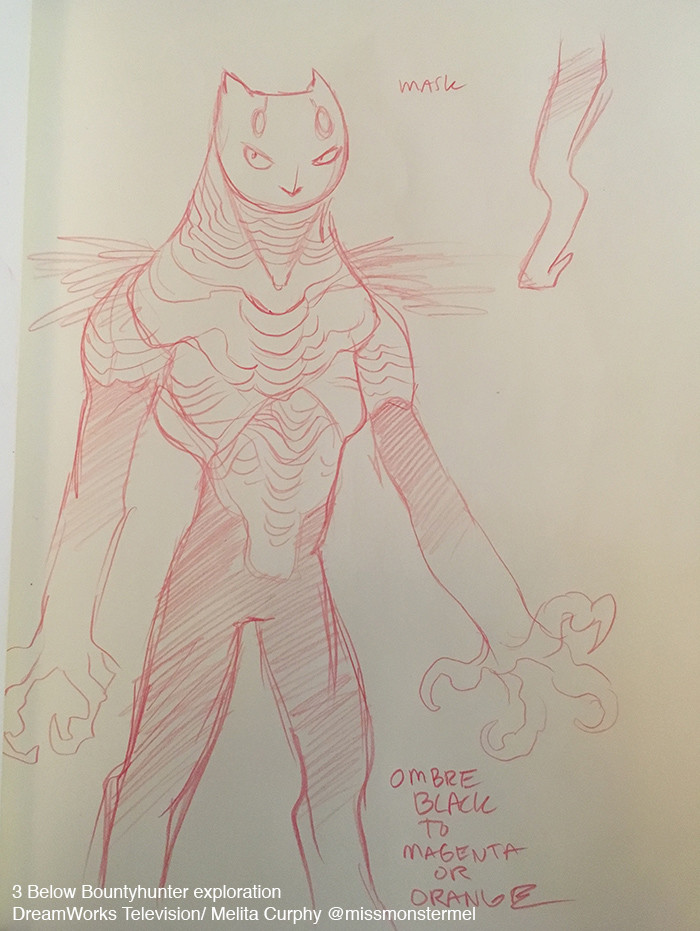 Melita Curphy - Exploratory sketches- 3 Below Bountyhunters