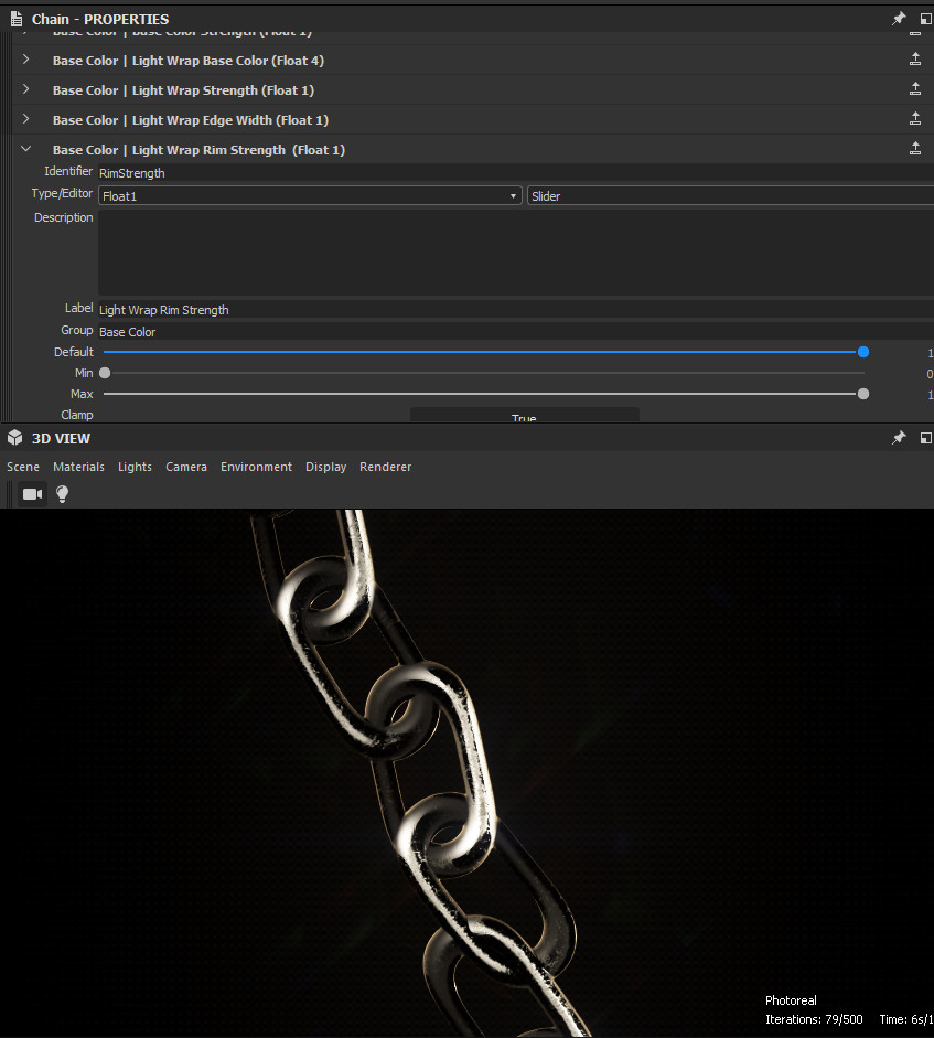 Light wrap the chain links via built in parameters.