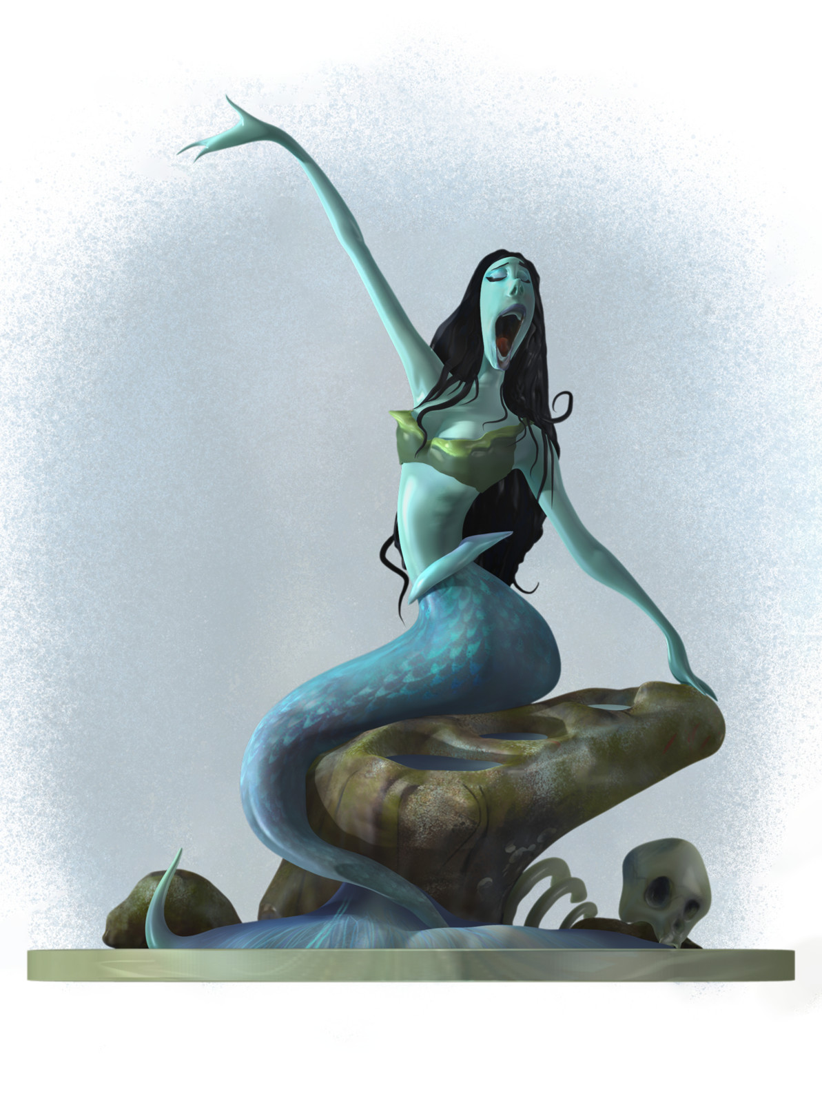 Artstation Singing Mermaid 3d Sculpt John Woolley Ooak octopus mermaid sculpture, polymer clay fairy art doll fantasy sculpture. singing mermaid 3d sculpt john woolley