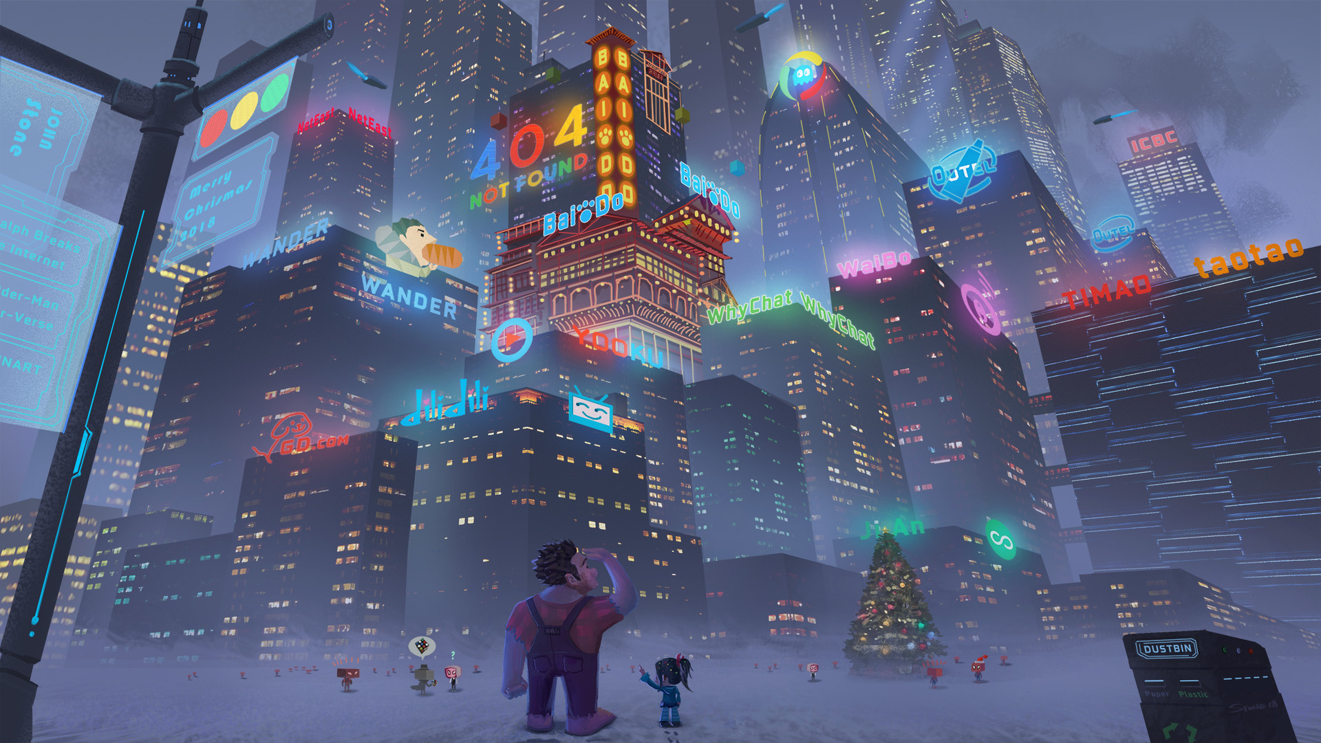 Artstation Merry Christmas A Fanart Of Spider Man Into The Spider Verse Ralph Breaks The Internet John Stone