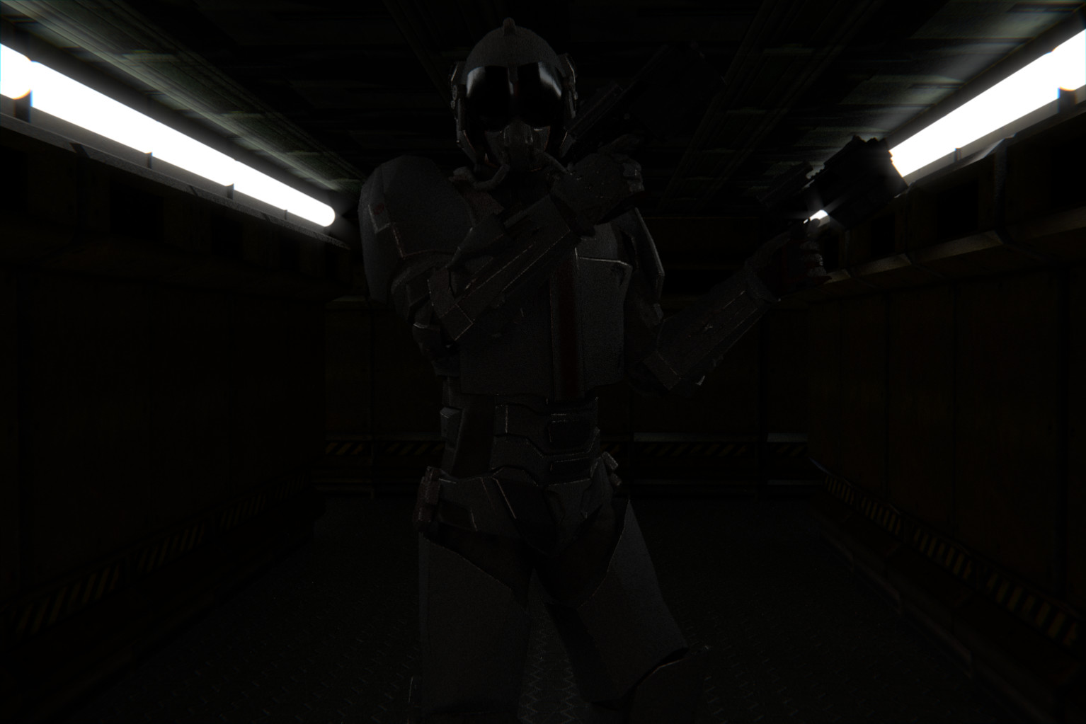 Front, pose based on Halo 2's box art.  
(EEVEE)