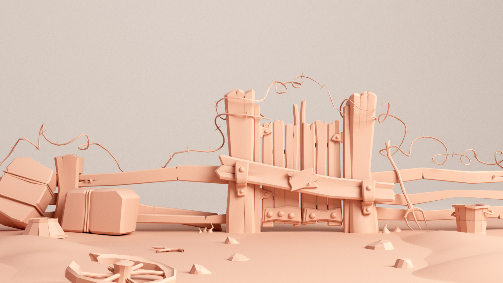 Wood fence, 3D model