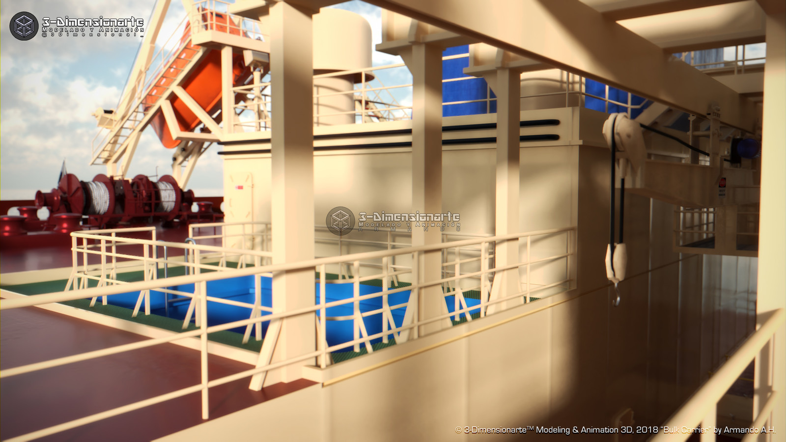 Pool, Provision Crane, Lifeboat and Mooring Winch
From Deck A starboard