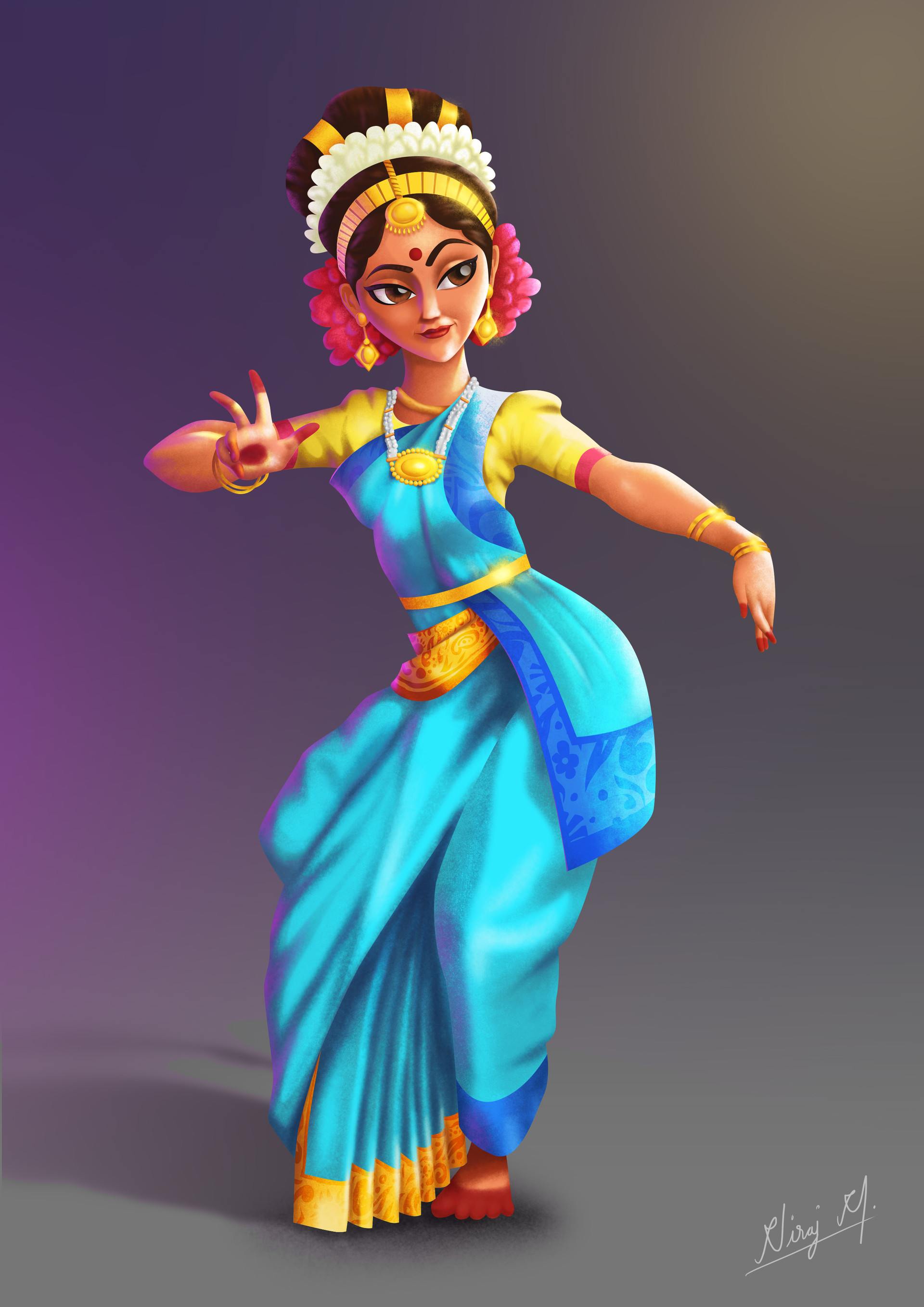 Niraj Maurya - Indian classical dance Illustration