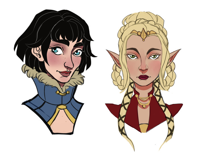 Human Wizard, Marva &amp; Half-elf Sorceress Draxia 