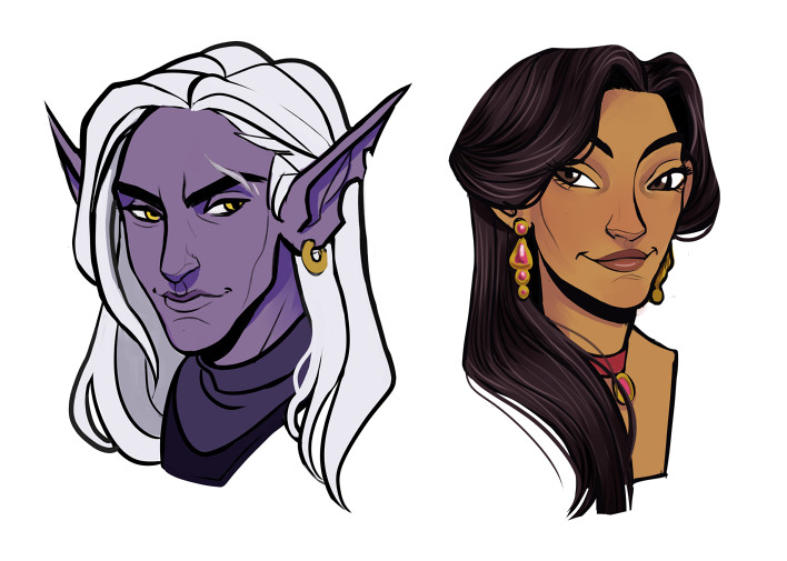 Drow Assassin Imbros &amp; Human Bard Margaery 