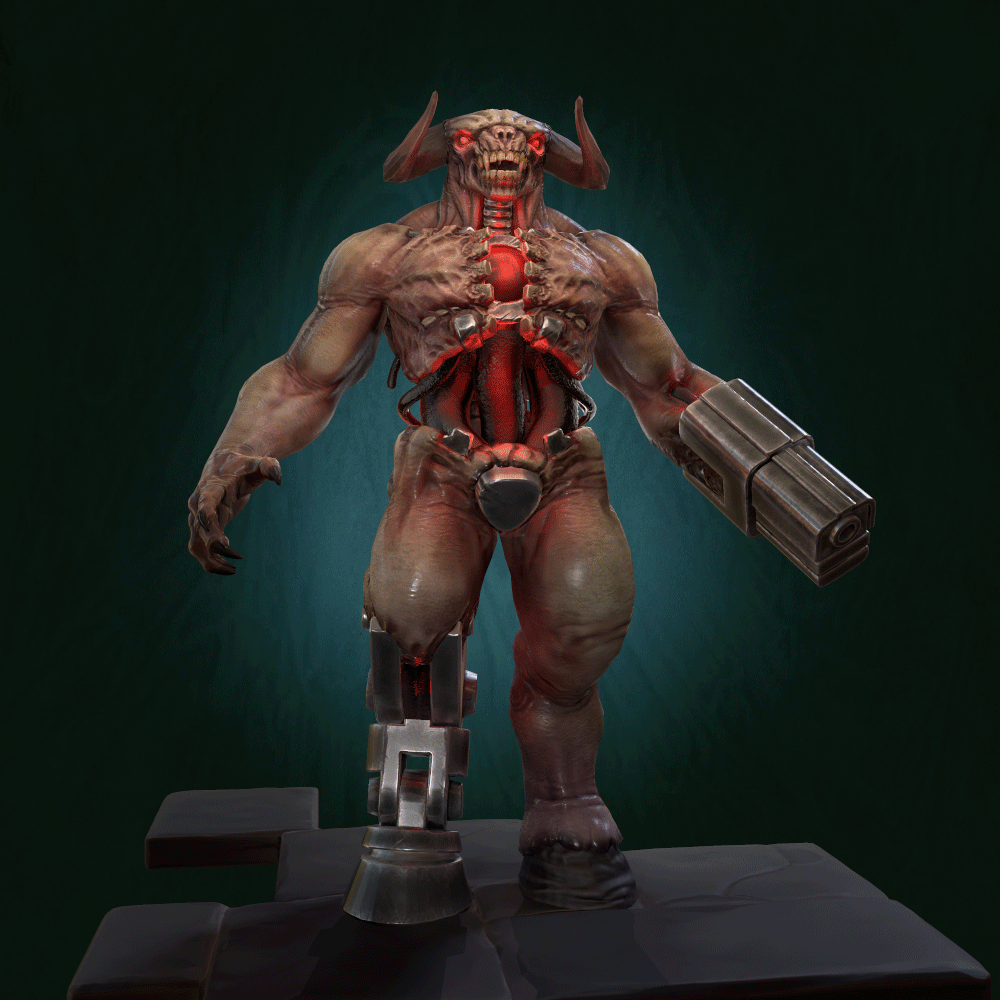 Doom 3d models. Doom 2 монстры Кибердемон.