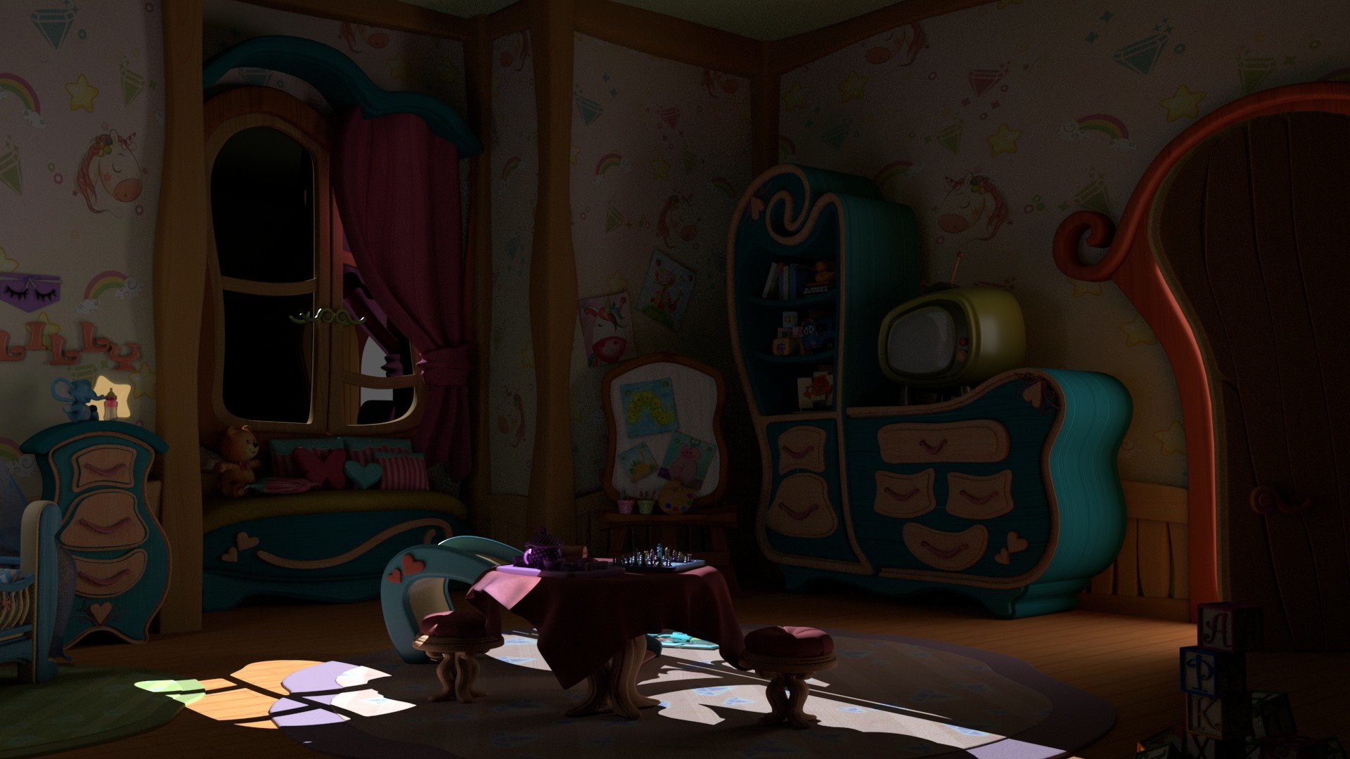 Artstation 3d Cartoon Interior Kids Room Rhymes Concept