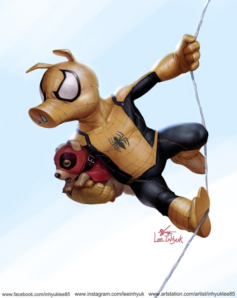 SPIDER-MAN: INTO THE SPIDER-VERSE (2019 Golden Spider-Ham &amp; Dog-pool)
2019 is golden pig's year. Happy new year everyone! :)