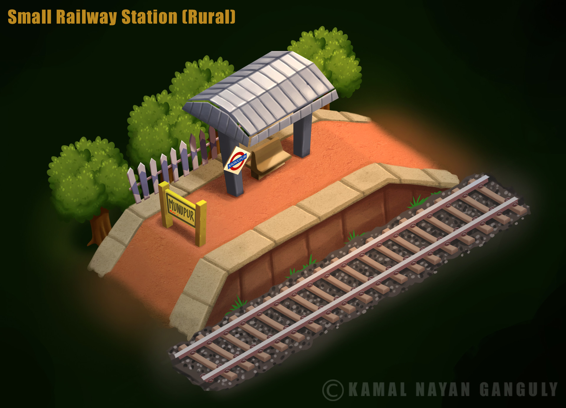 ArtStation - Cartoon Railway Station