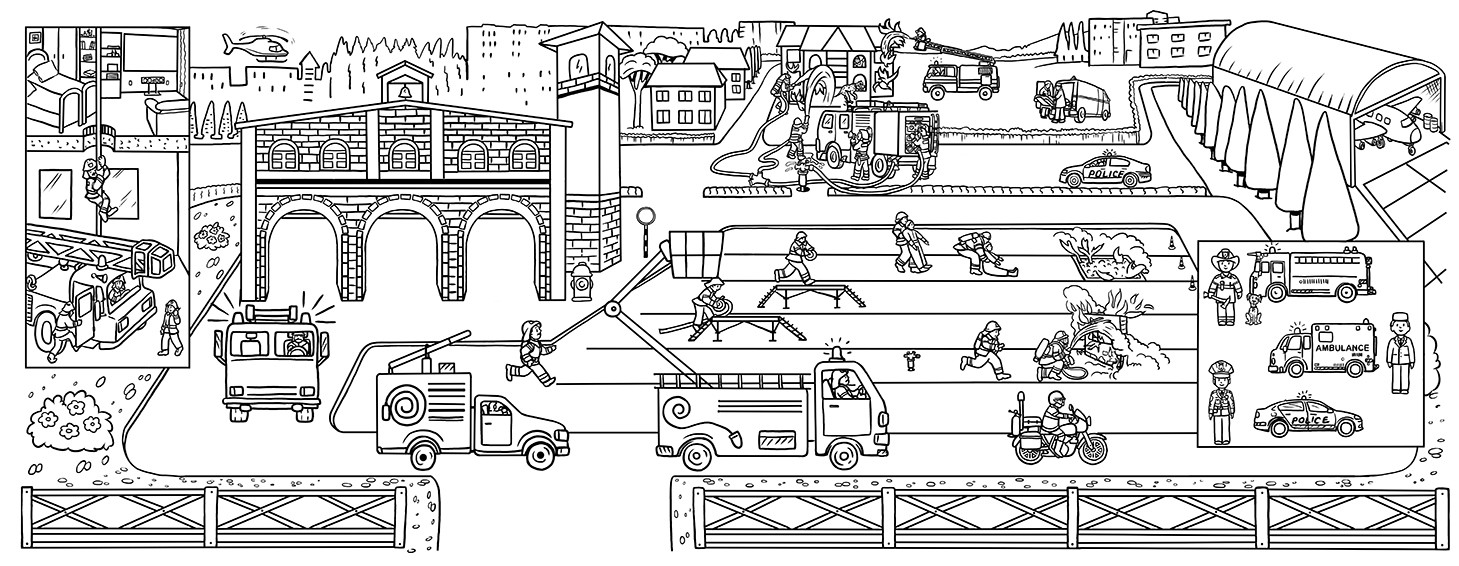 Olga Zolotnyk - Posters. Coloring for kids. Fire station ...