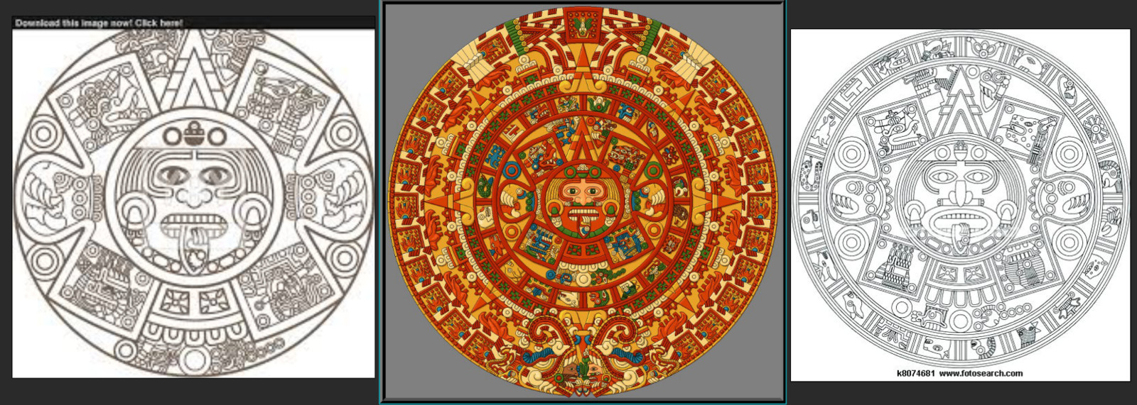 Theres Many illustrated version of the Aztec Sun Stone 