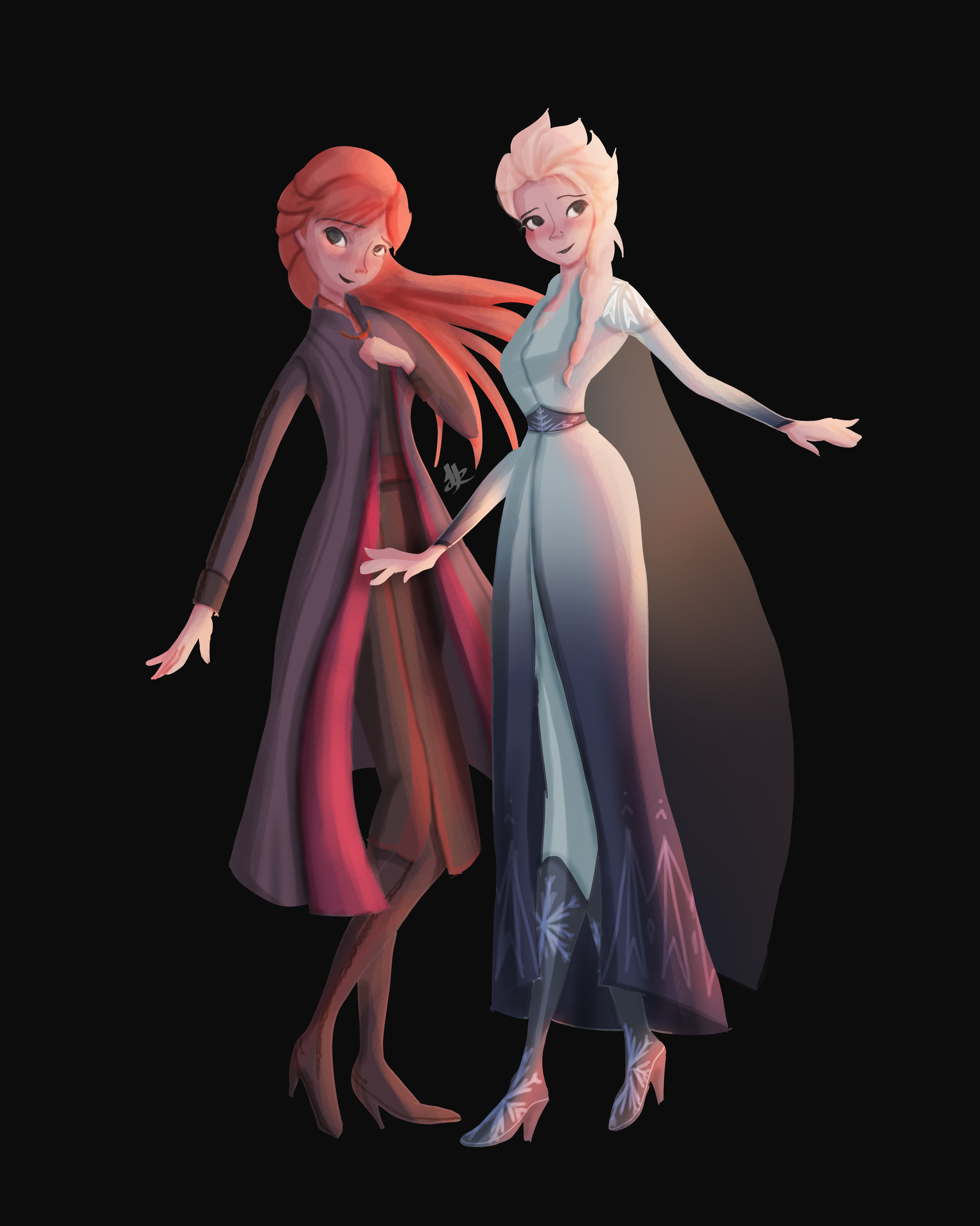 ArtStation - Frozen 2 character concept Elsa and Anna