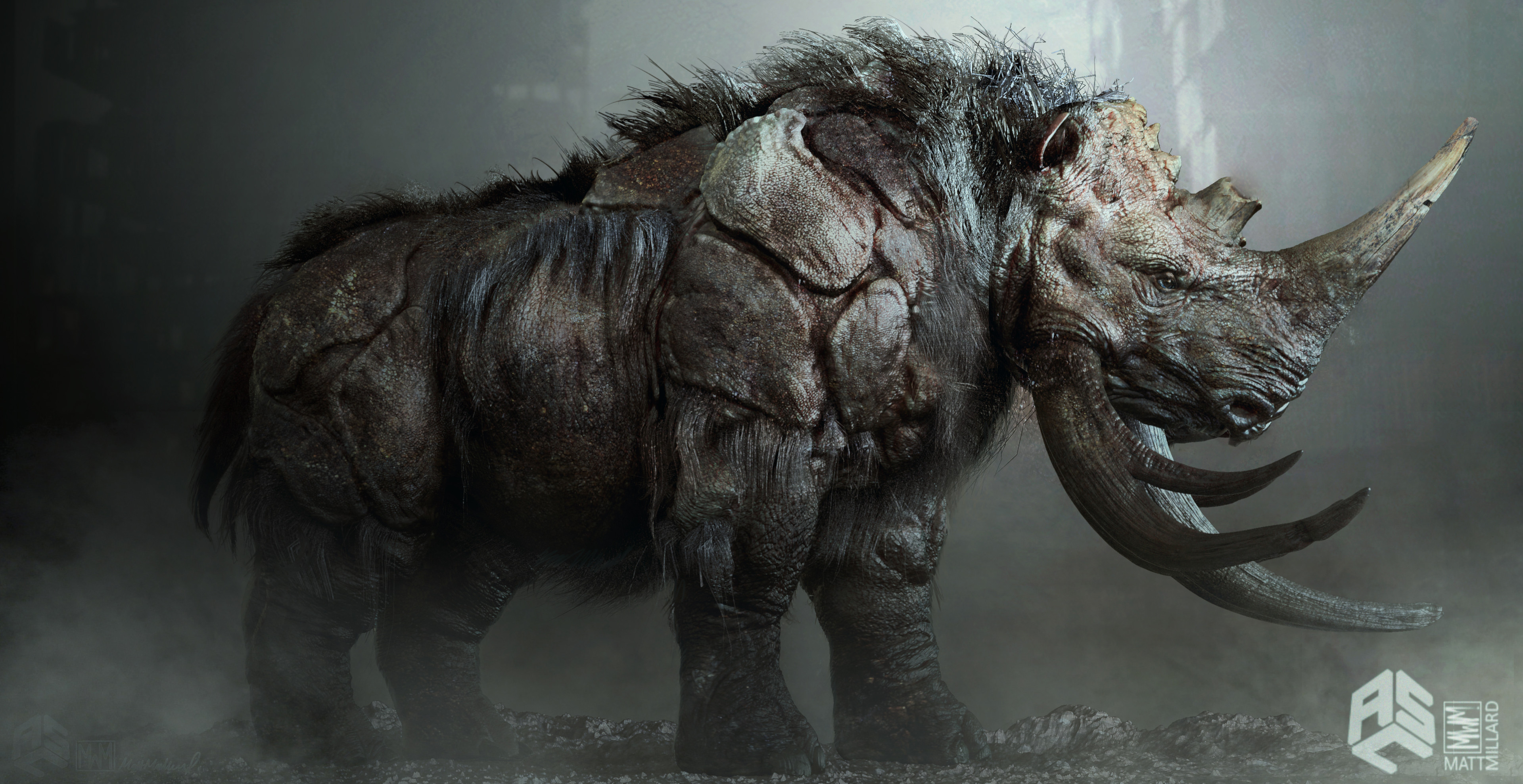 Concept art for the Woolly Rhino for the TV show ZOO season 3. This was the first bad boy in the season and it was really fun watching him destroy!!
