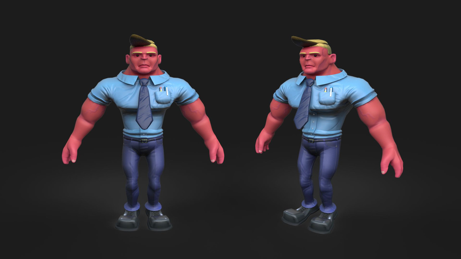 After modeling, the Sales character was textured.