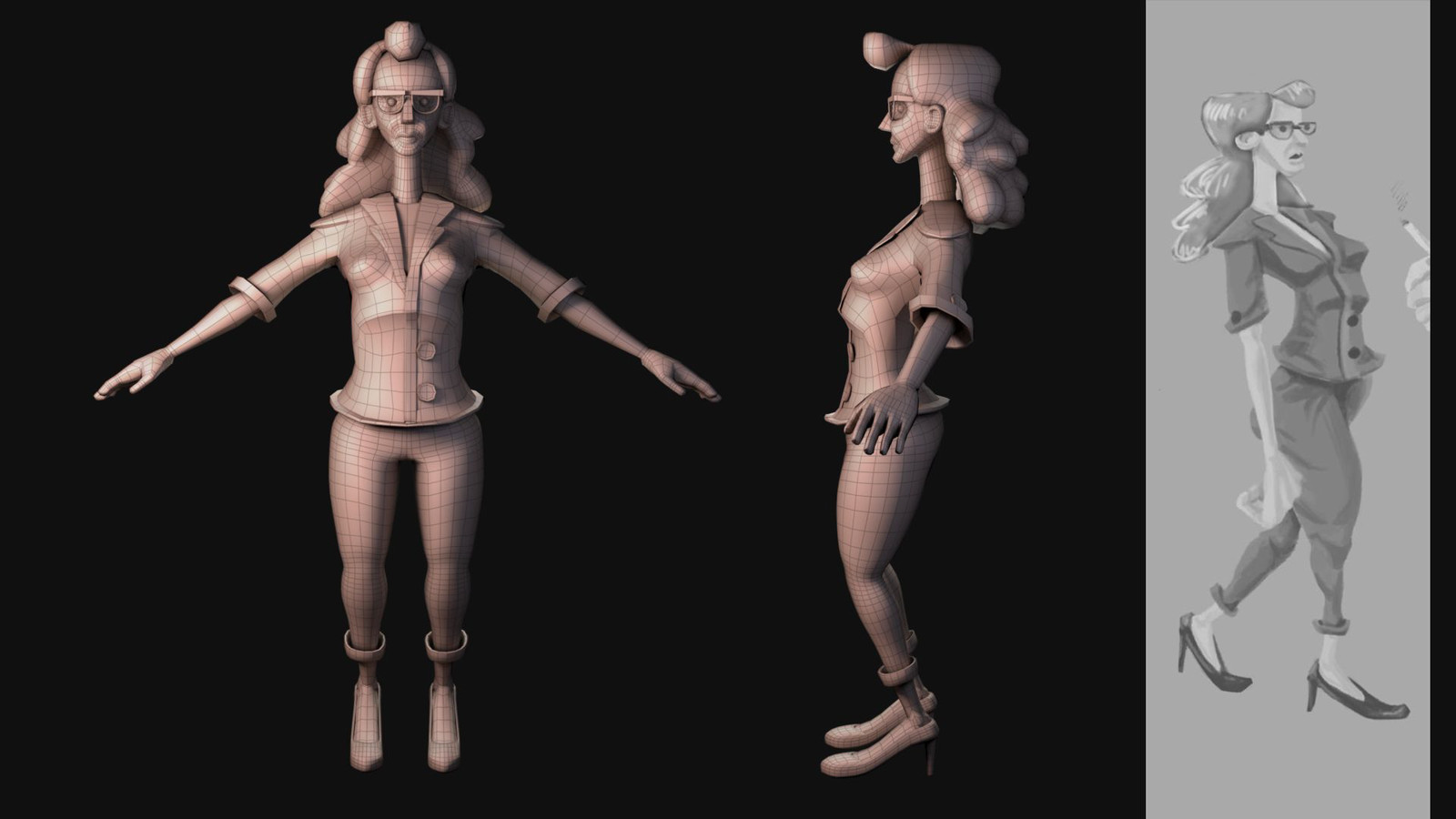 I then moved on to the other three characters. Here is the Secretary.