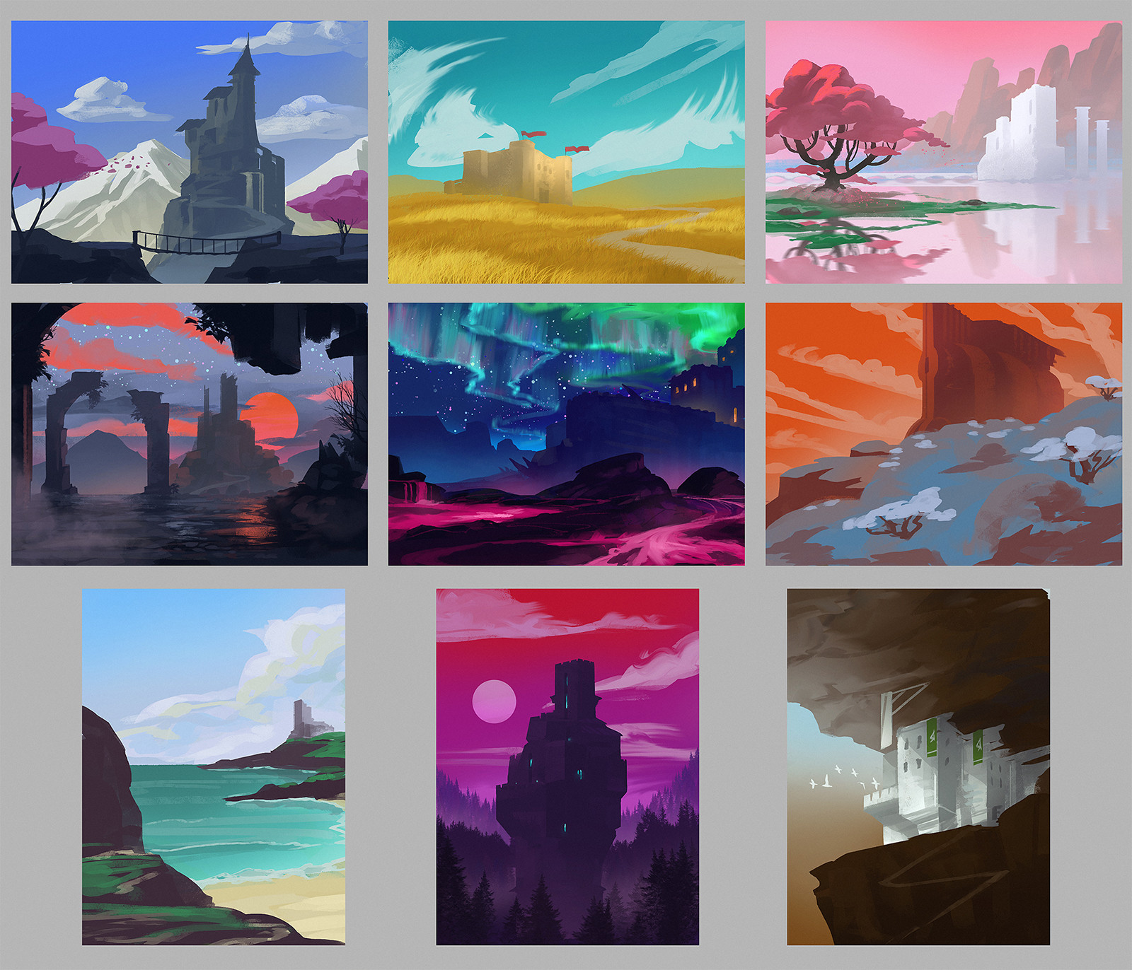 Thumbnails for project Canterbury fantasy themed level.