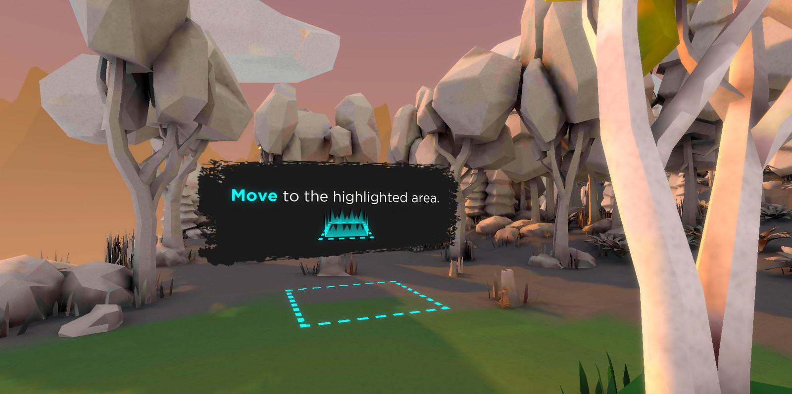 The player starts with a guided tutorial. They are then free to either explore or play the built-in hidden object game.