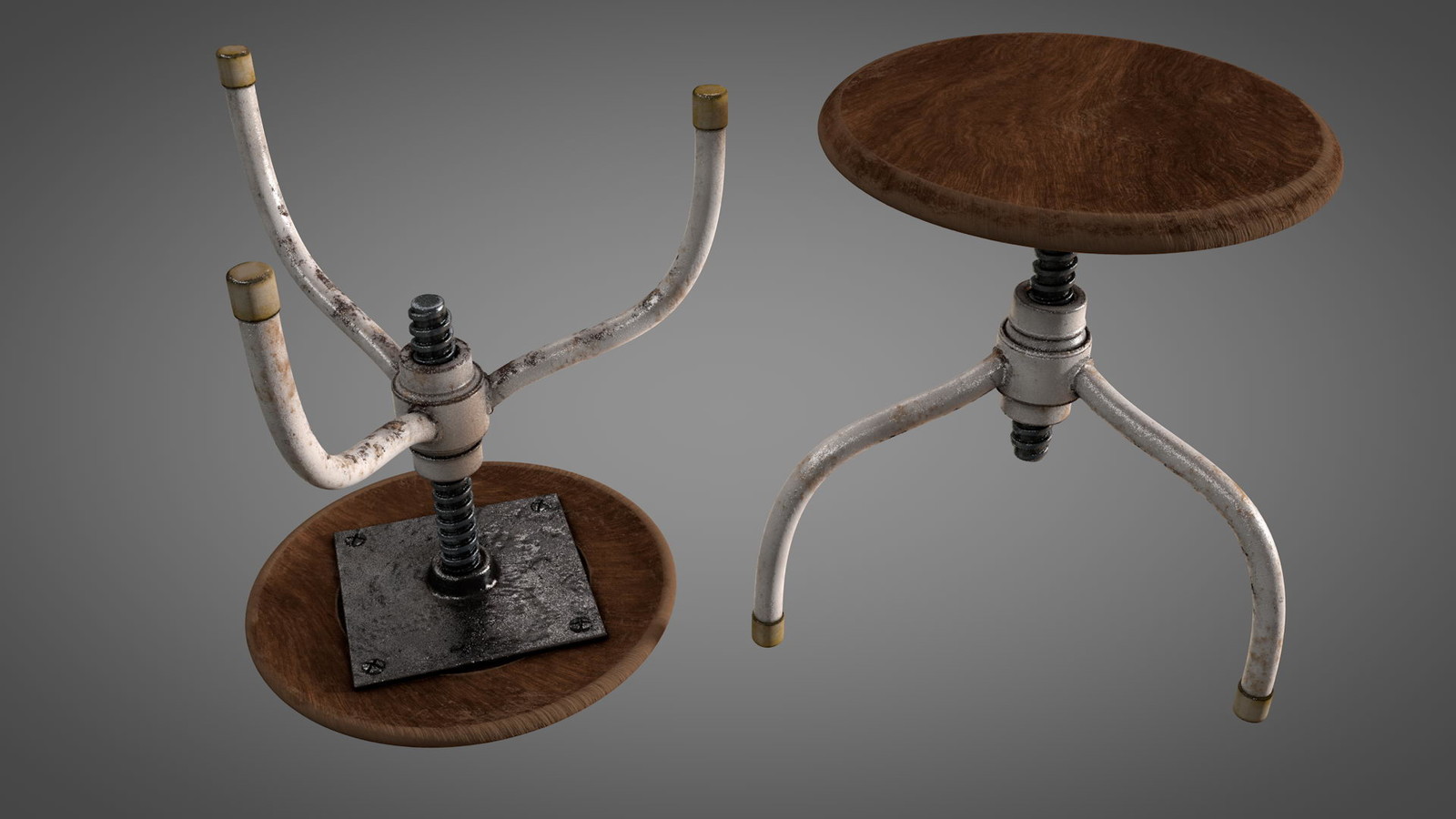 Small worn vintage stool