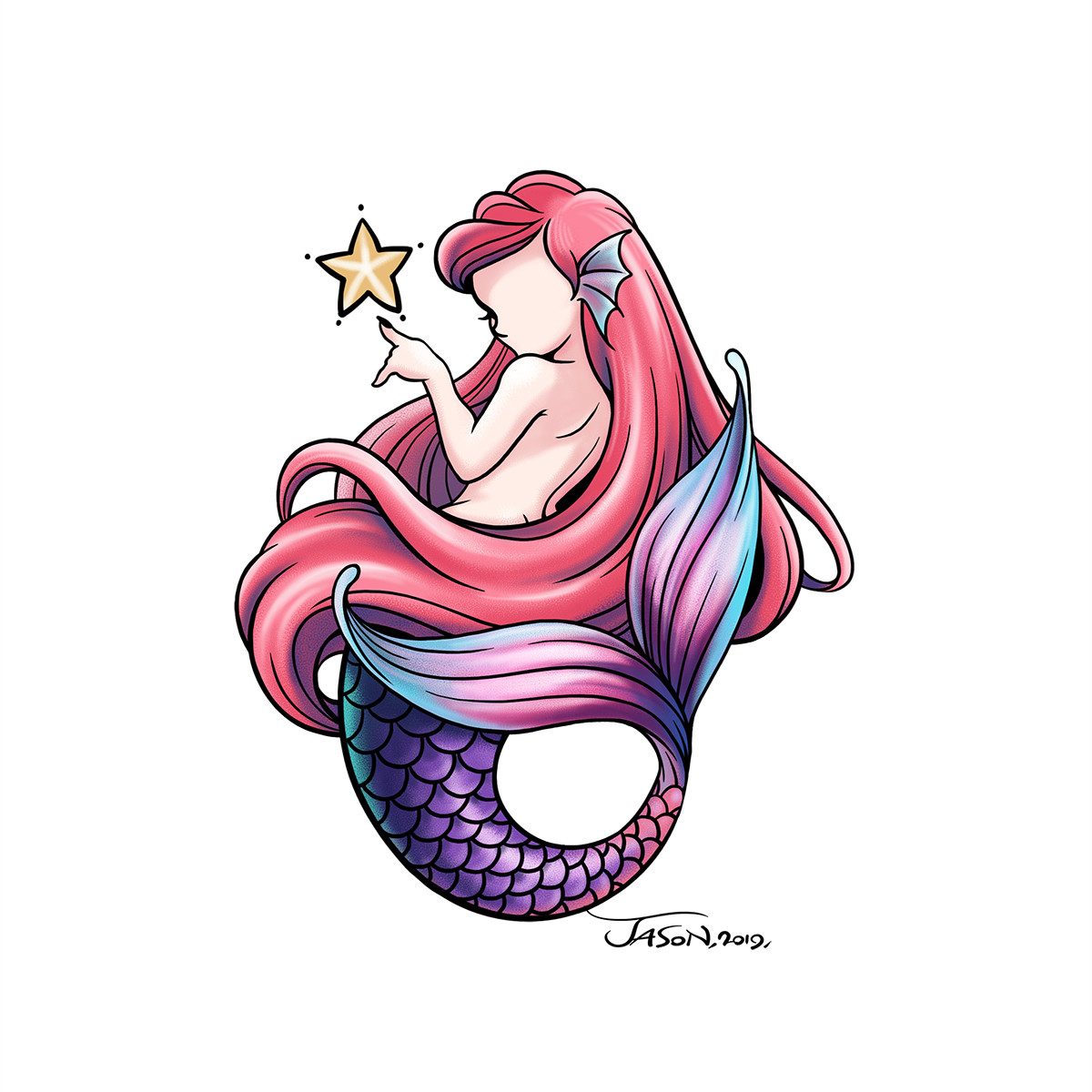 39 Outline Mermaid Tattoos Ideas