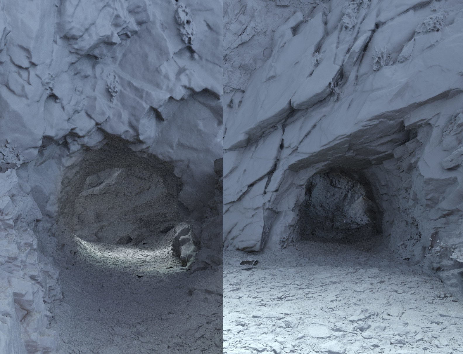 clay render of various photo scans