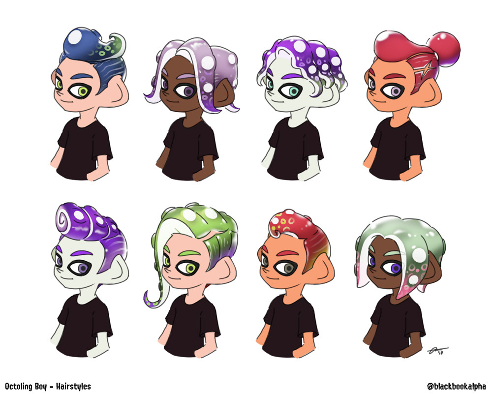 Hair Styles - Octoling Male.