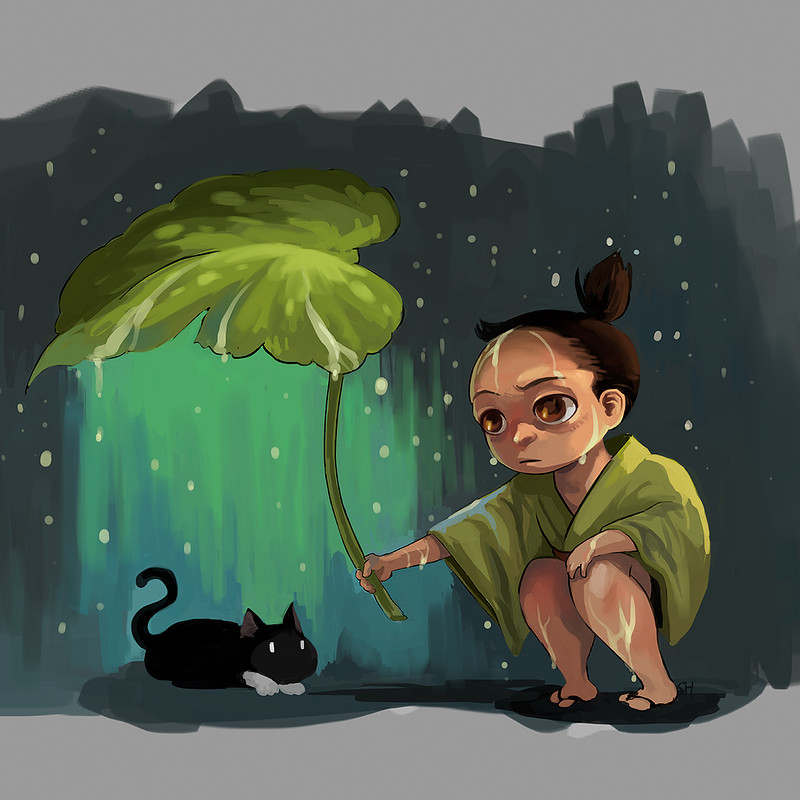 Blackcat in the rain