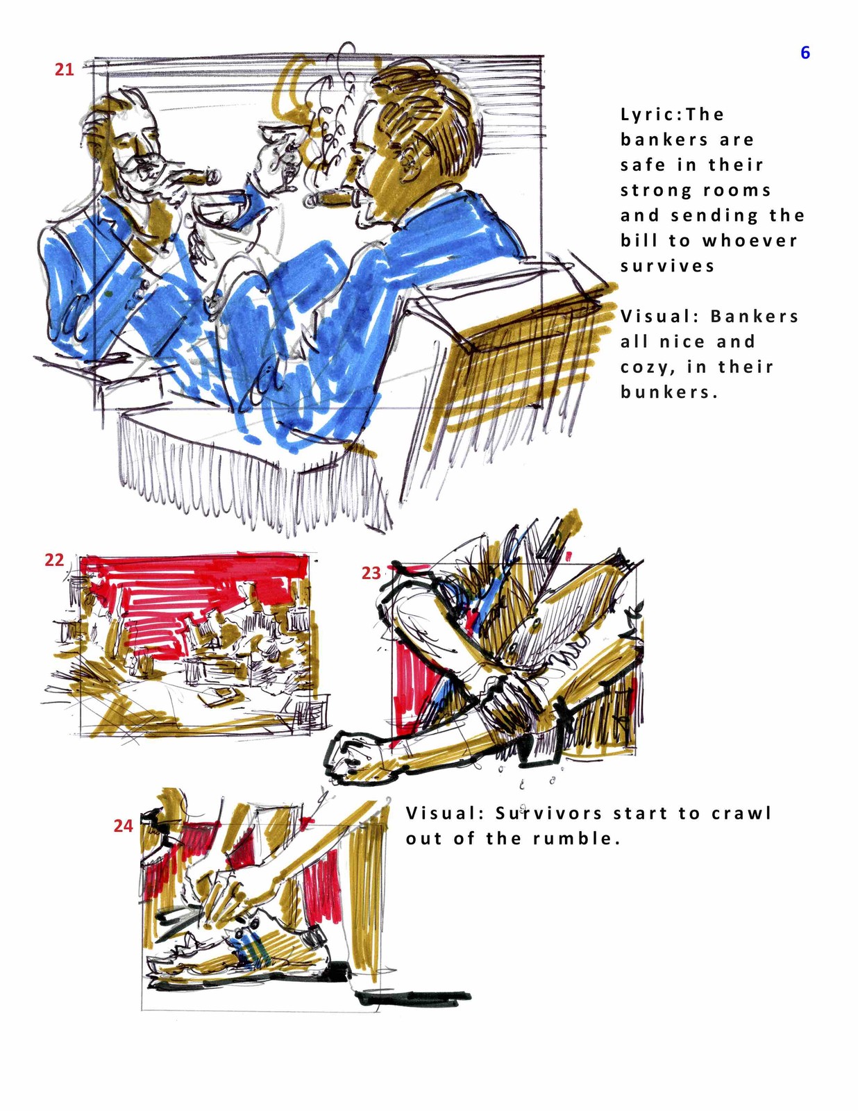 first pass ink and primary colour, page 6
