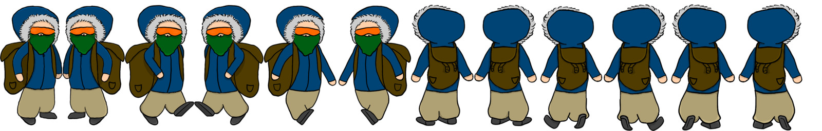 Protagonist walking animations 