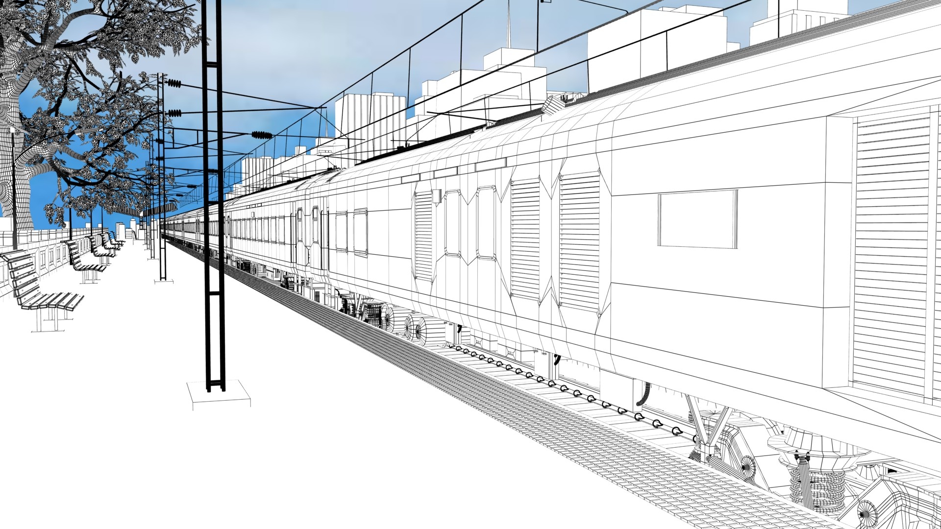 Aggregate 167+ sketch of railway platform