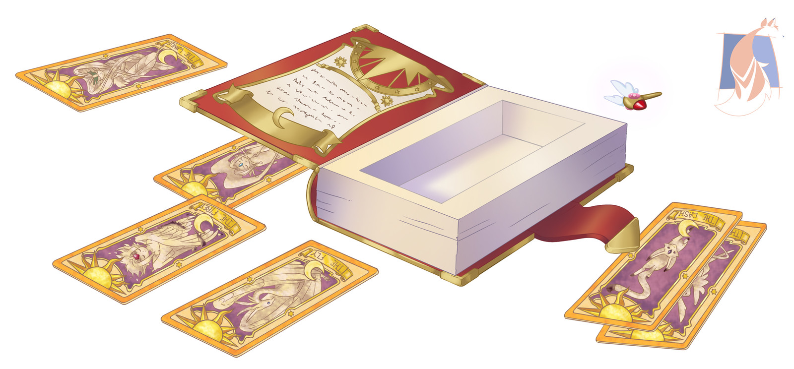 Close up on the book and cards