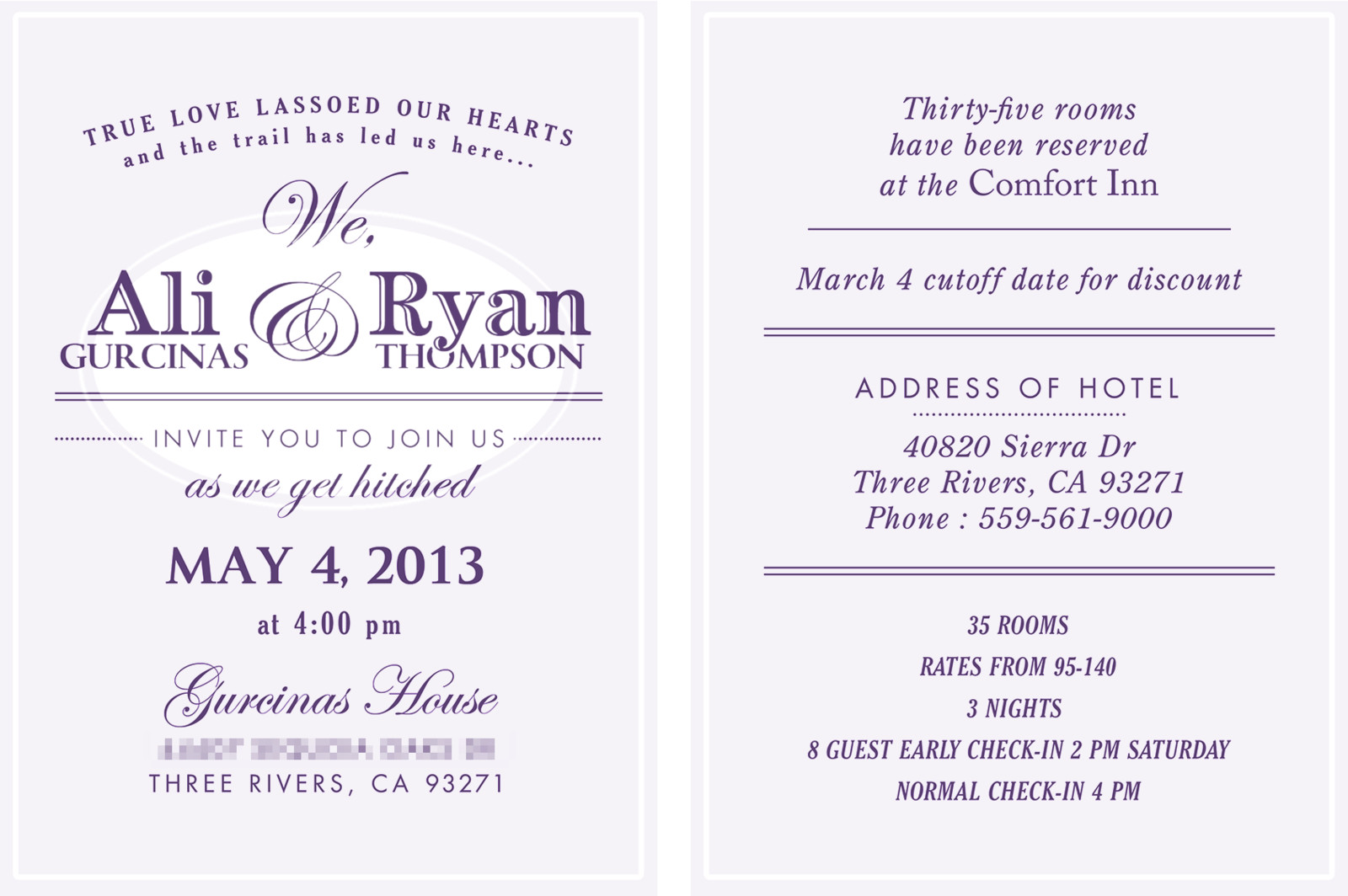 Ali &amp; Ryan Wedding Invitation