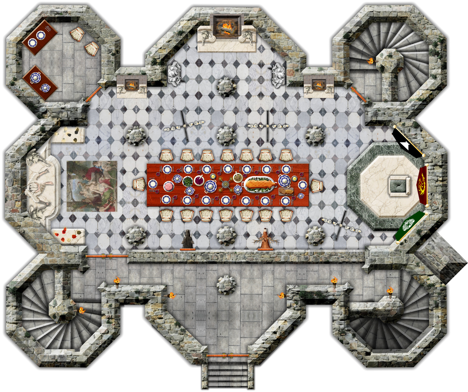 Great Hall Dnd Map Artstation - Gothic Castle Map