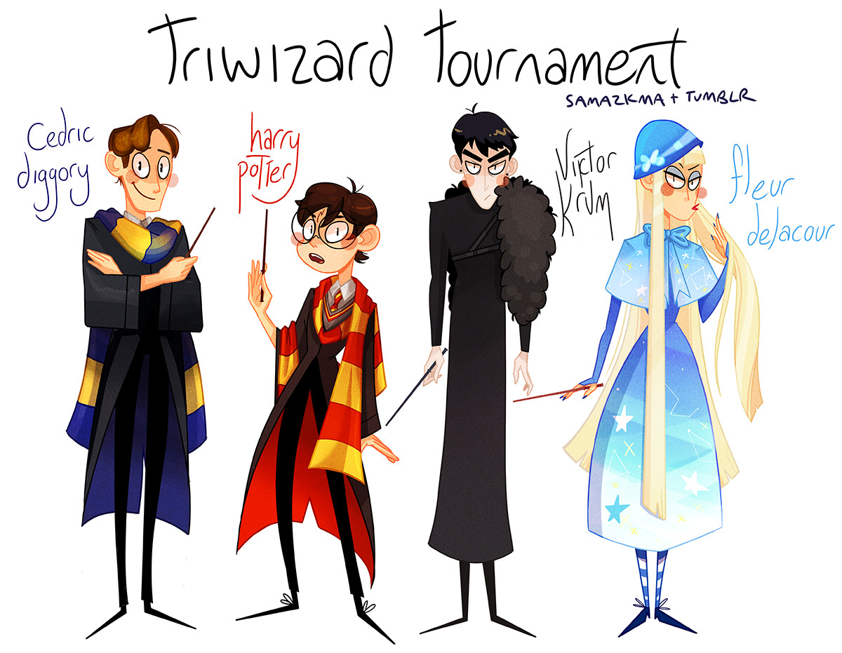 Harry Potter Fanart: Hermione, Harry Potter, Cedric Diggory, Viktor Krum, &...