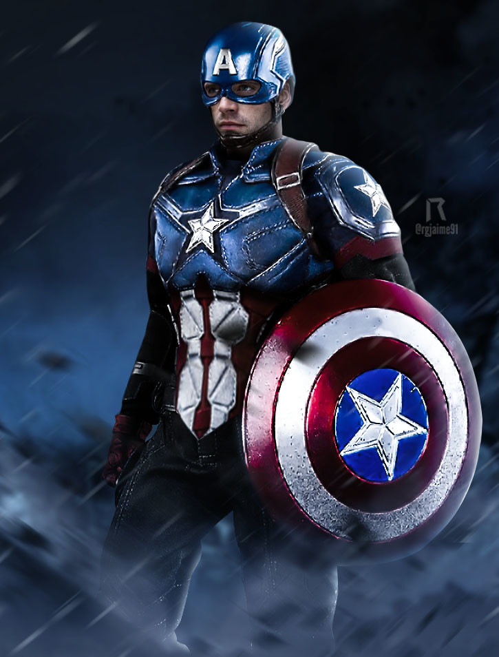 Captain America w/ Bucky Acrylic Keychain Illustrated by Guri Hiru
