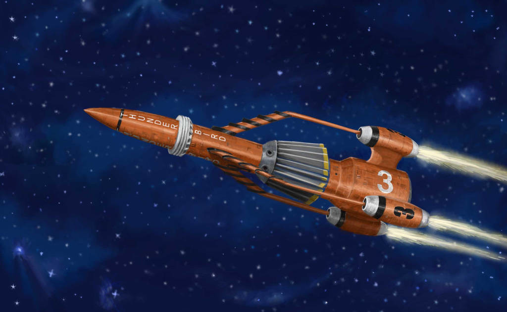 THUNDERBIRD 3
From the classic 1960s TV show created by Gerry Anderson. Used by International Rescue for space rescues as well as transport to and from their satellite Thunderbird 5.
Designed by series Special Effects Director Derek Meddings.