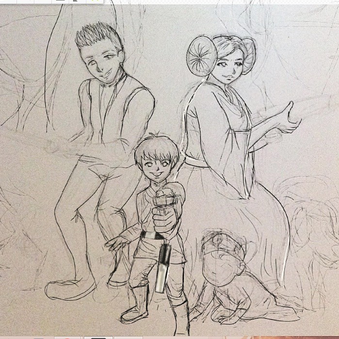 Wip: pencil sketch and digital inking stage