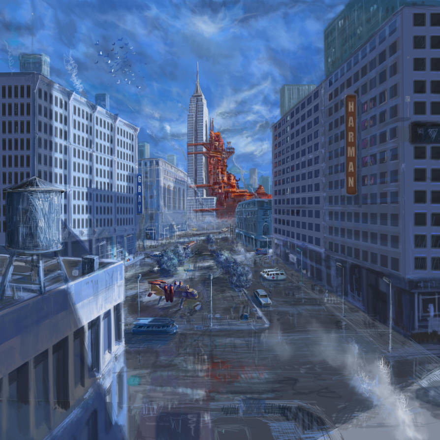 THE EMPIRE STATE BUILDING
The episode 'Terror in New York City' involved moving the Empire State Buiding to preserve it amid rennovation of the surrounding area. This is a view from a New York street as the giant machine moves slowly by in the distance.