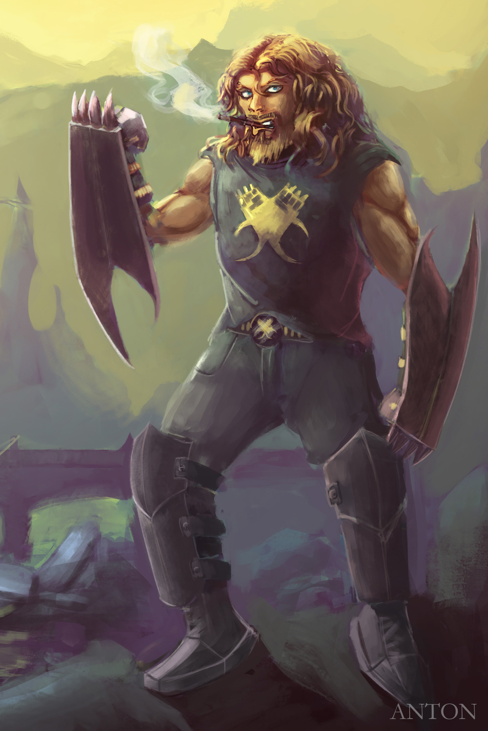 Artstation Anton Thrash Metal Barbarian Luis Aguirre