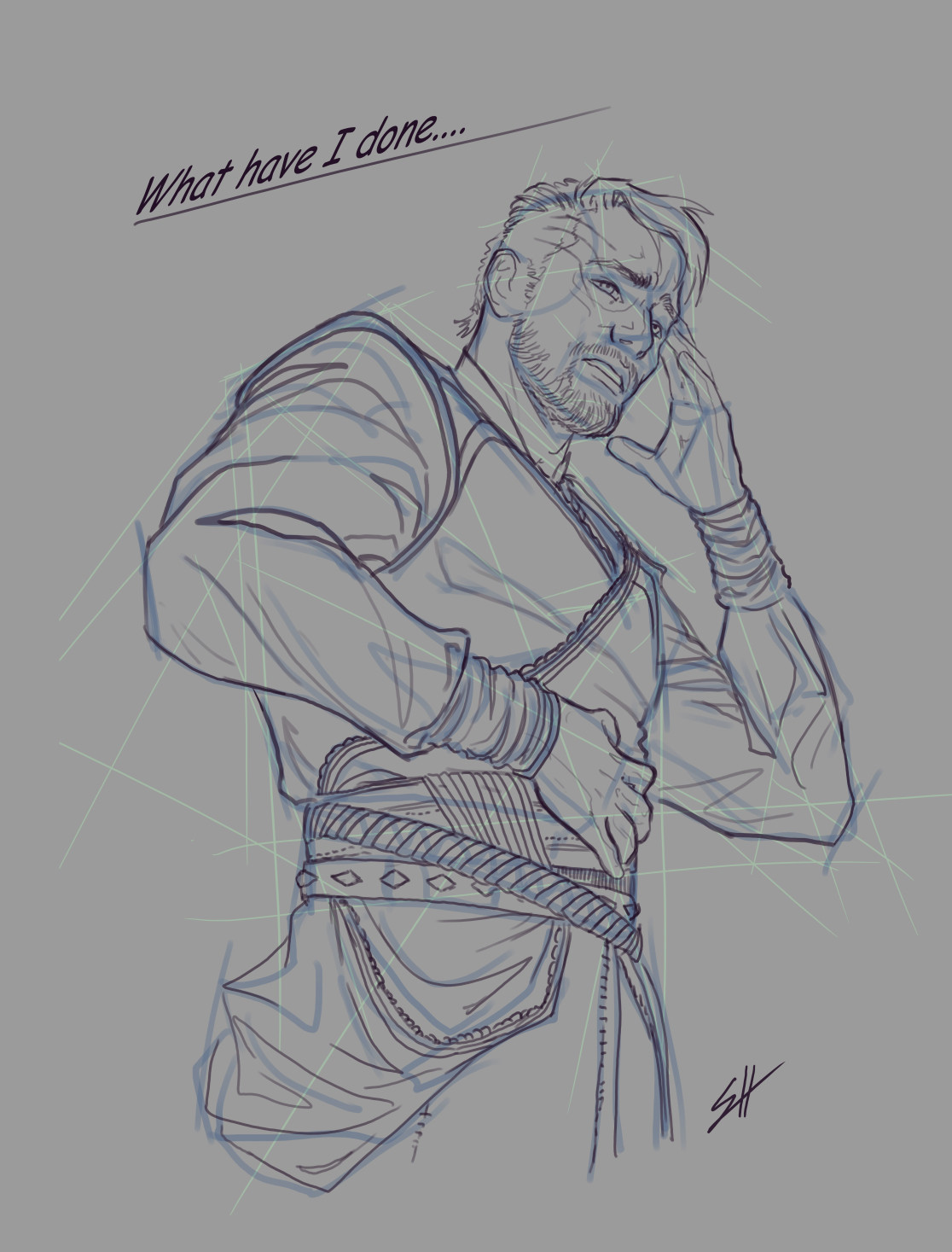 Day 1: Worried, under sketch.