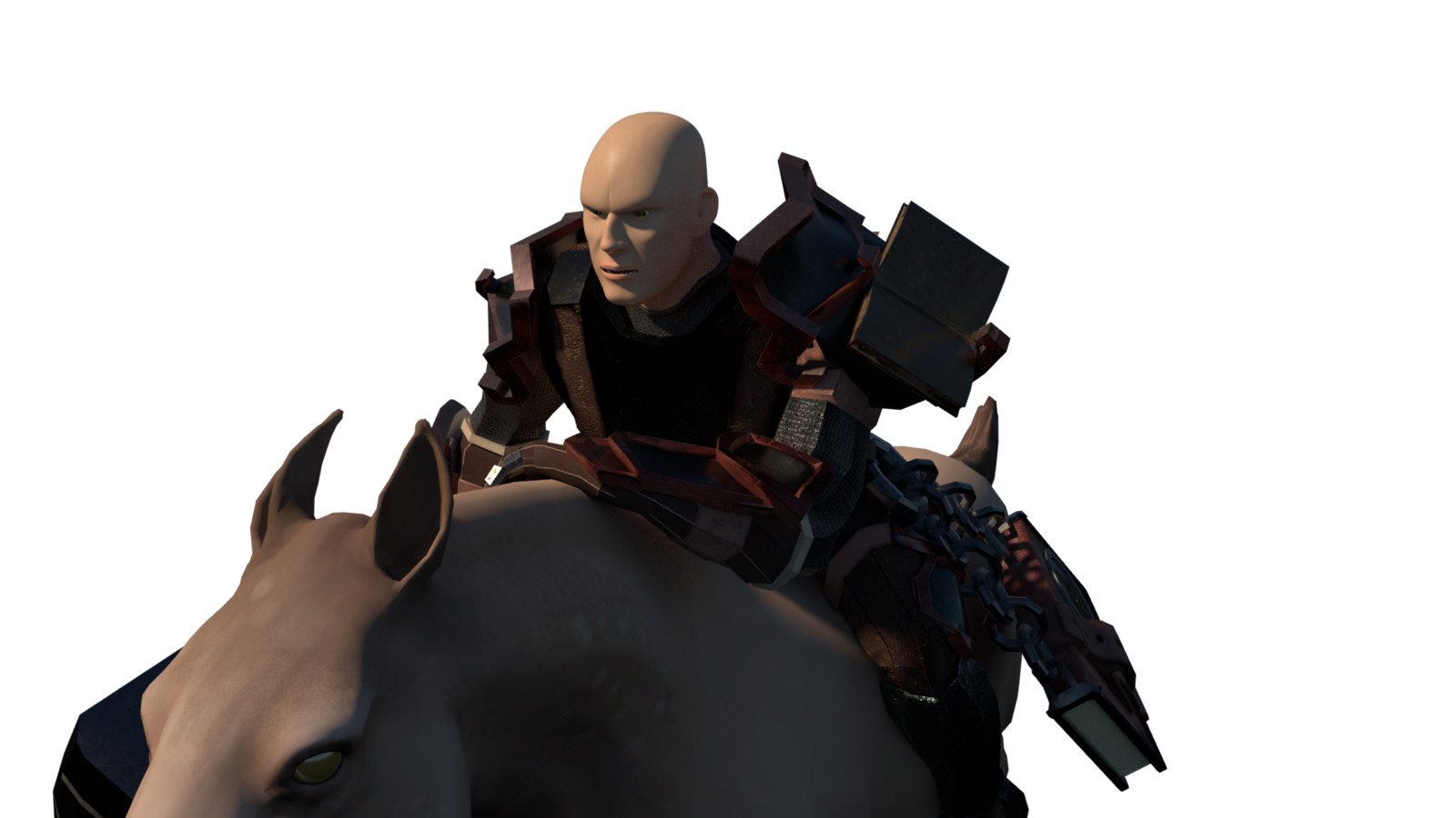 Cleric riding his horse (close up)