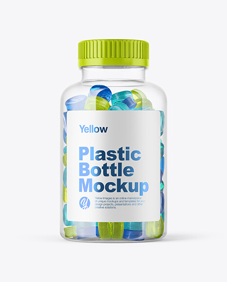 Download Artstation Plastic Bottle With Gummies Sergey Bandura PSD Mockup Templates