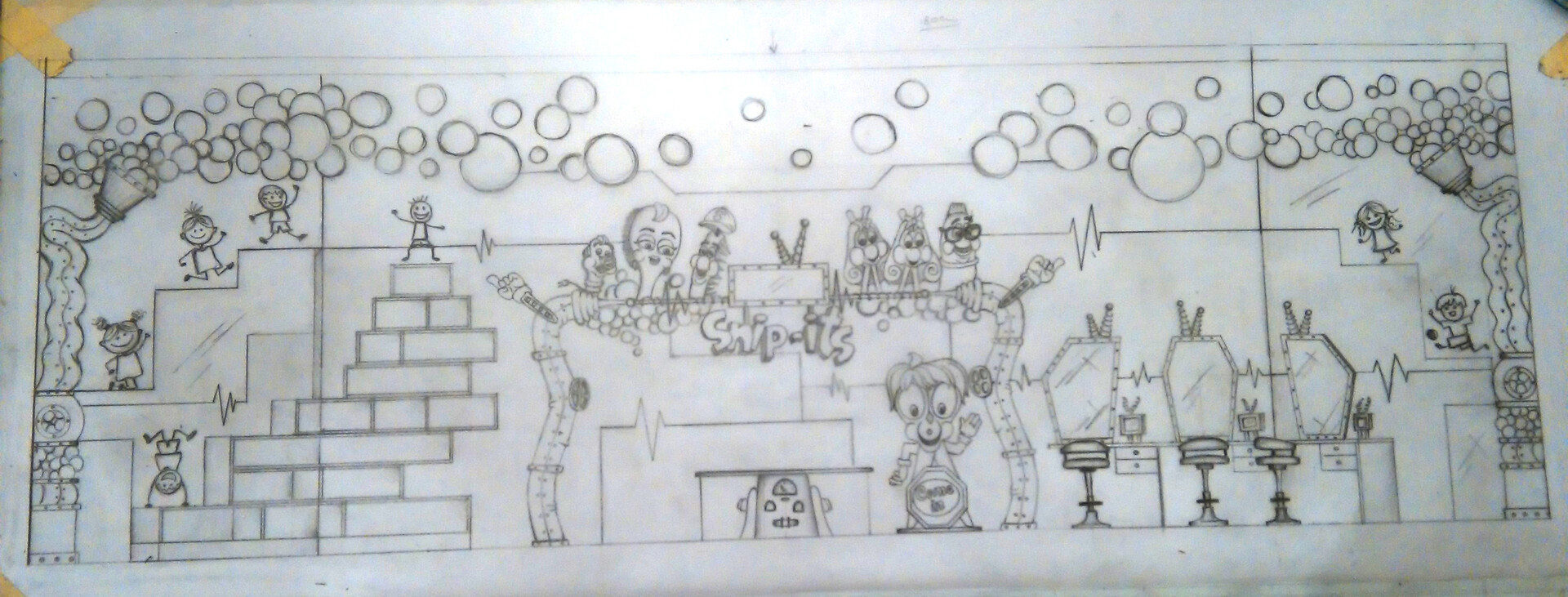 Noha Abbas Kids barber's shop ''Snipits'' design in a mall