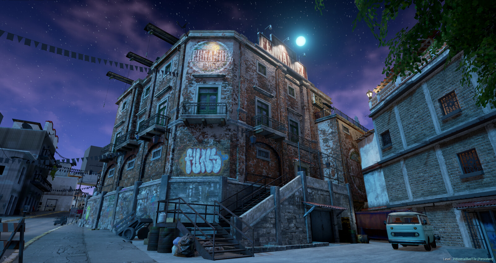 Warehouse Front: Night 
Final approved look