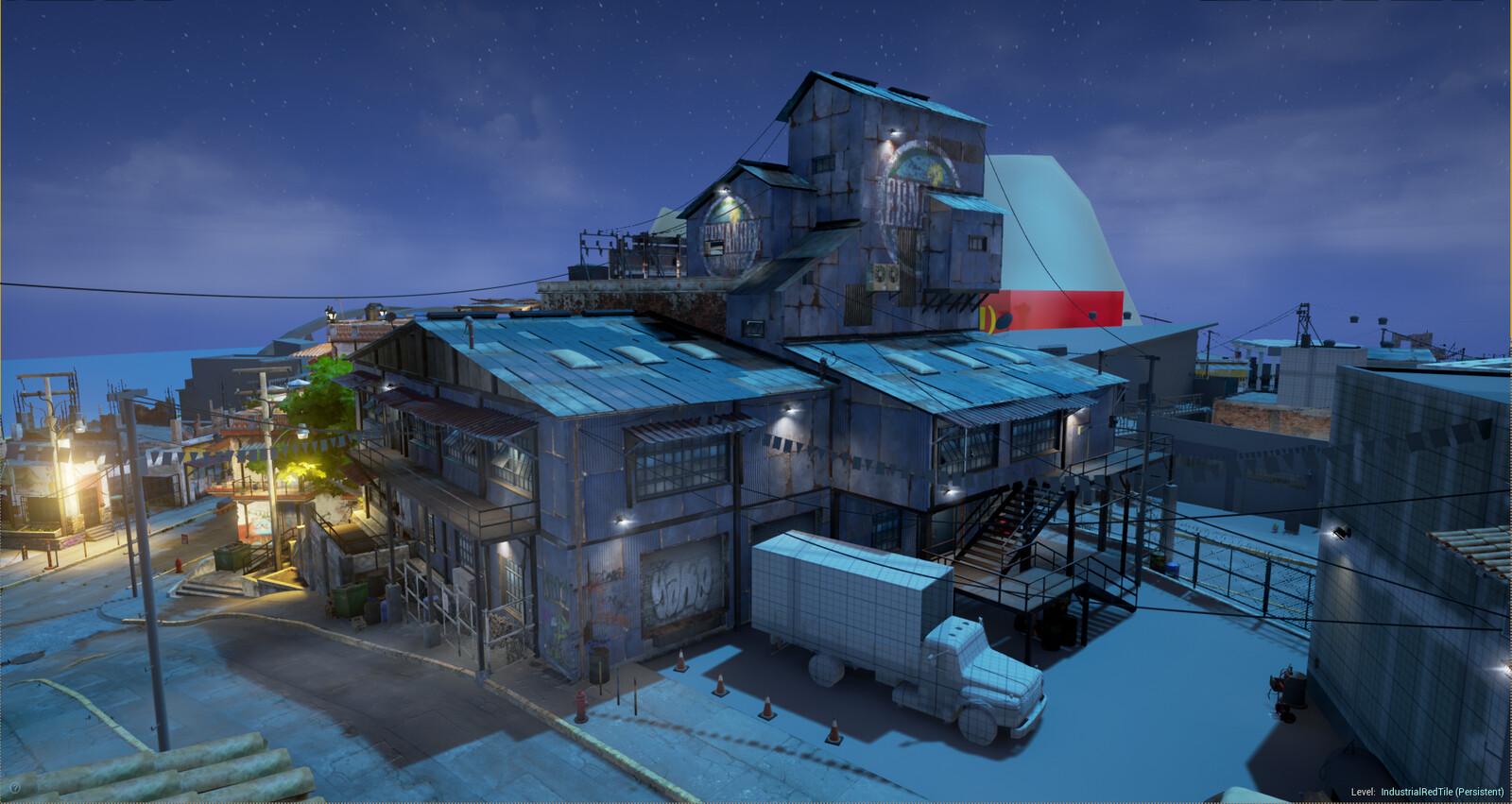 Warehouse Rear/Side: Night 
Final approved look