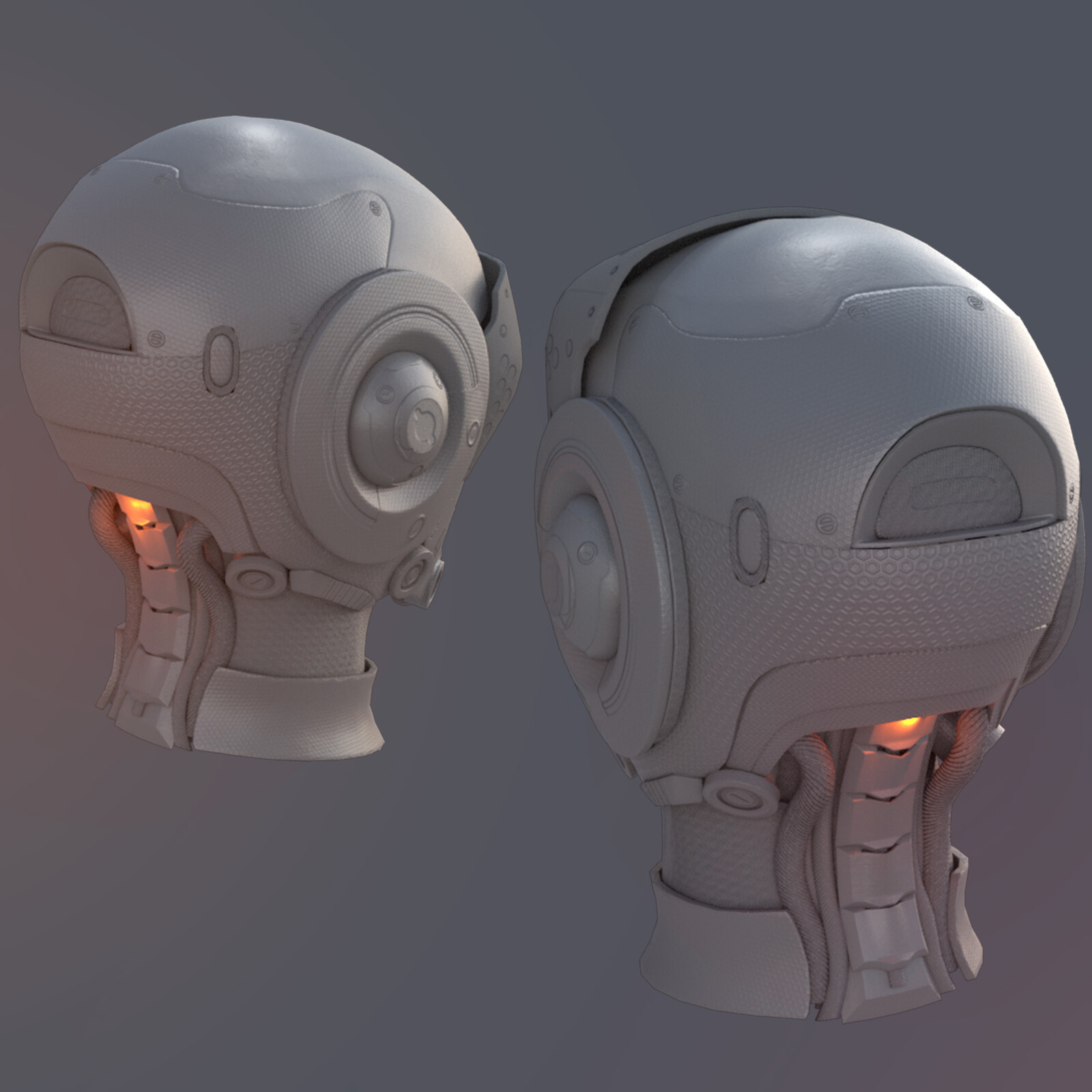 3d cg head concept for my android character. modeled in zbrush and maya. maya arnold.