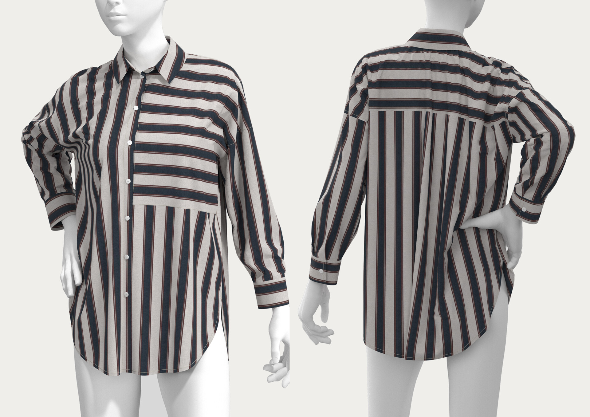 ArtStation - 3d striped blouse, Madlen Alex