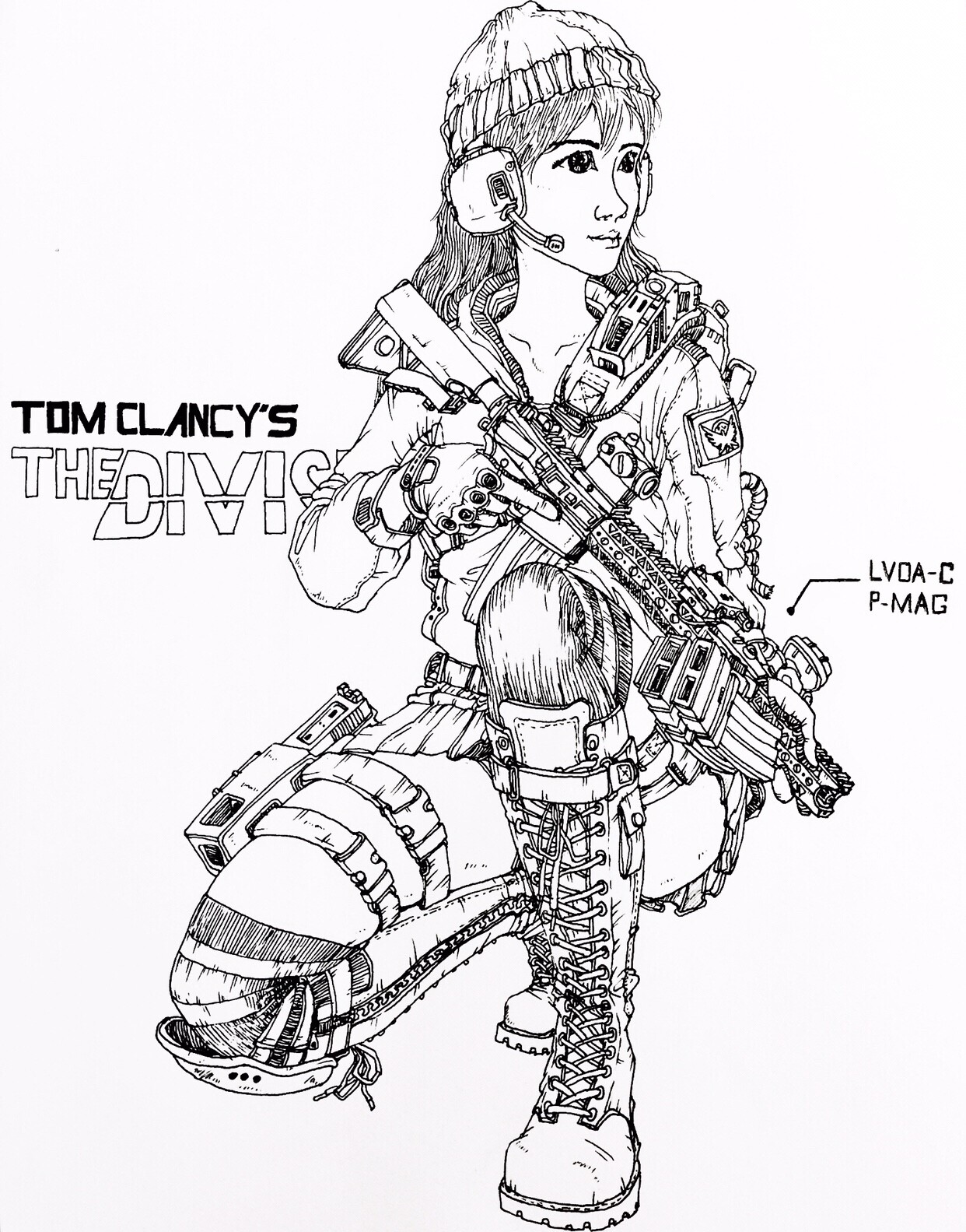 female army soldier drawing