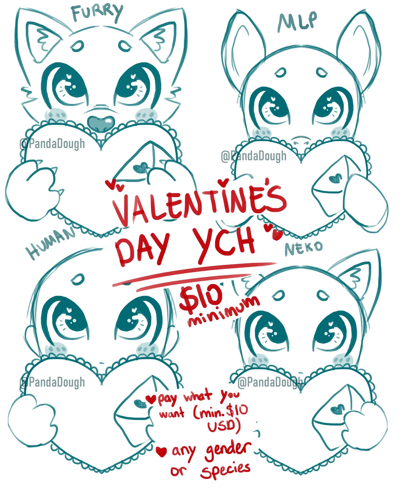 Artstation Valentine S Day Ych Pandadough Doodles